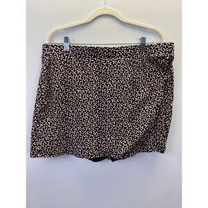 Jones New York L Black Pink Print Skort Modern Office Chic Bold